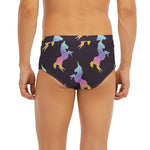 Rainbow Origami Unicorn Pattern Print Men's Briefs