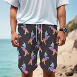 Rainbow Origami Unicorn Pattern Print Men's Cargo Shorts