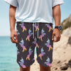 Rainbow Origami Unicorn Pattern Print Men's Cargo Shorts