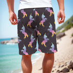 Rainbow Origami Unicorn Pattern Print Men's Cargo Shorts