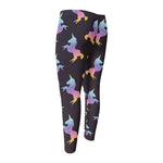 Rainbow Origami Unicorn Pattern Print Men's Compression Pants