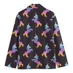 Rainbow Origami Unicorn Pattern Print Men's Cotton Blazer