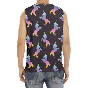 Rainbow Origami Unicorn Pattern Print Men's Fitness Tank Top