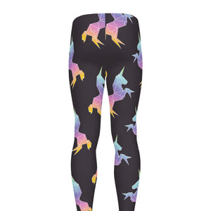 Rainbow Origami Unicorn Pattern Print Men's leggings