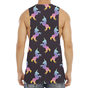 Rainbow Origami Unicorn Pattern Print Men's Muscle Tank Top