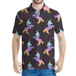 Rainbow Origami Unicorn Pattern Print Men's Polo Shirt
