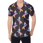 Rainbow Origami Unicorn Pattern Print Men's Shirt
