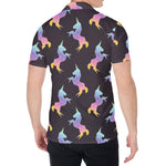 Rainbow Origami Unicorn Pattern Print Men's Shirt