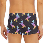 Rainbow Origami Unicorn Pattern Print Men's Short Boxer Briefs