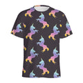 Rainbow Origami Unicorn Pattern Print Men's Athletic T-Shirt
