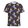 Rainbow Origami Unicorn Pattern Print Men's Sports T-Shirt