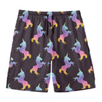 Rainbow Origami Unicorn Pattern Print Men's Swim Trunks