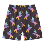 Rainbow Origami Unicorn Pattern Print Men's Swim Trunks