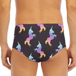 Rainbow Origami Unicorn Pattern Print Men's Triangle Swim Briefs