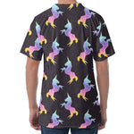Rainbow Origami Unicorn Pattern Print Men's Velvet T-Shirt