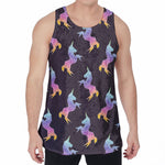 Rainbow Origami Unicorn Pattern Print Men's Velvet Tank Top