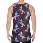 Rainbow Origami Unicorn Pattern Print Men's Velvet Tank Top