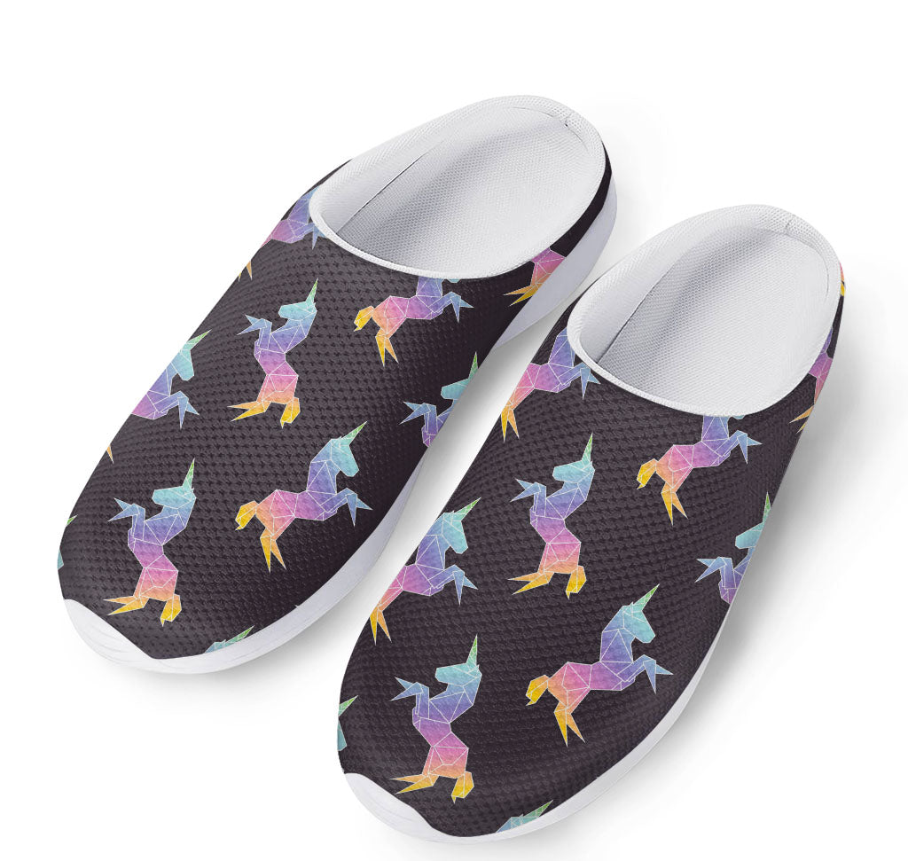 Rainbow Origami Unicorn Pattern Print Mesh Casual Shoes