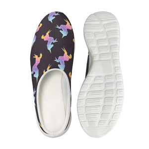 Rainbow Origami Unicorn Pattern Print Mesh Casual Shoes