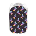 Rainbow Origami Unicorn Pattern Print Mesh Laundry Hamper