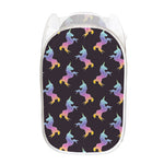 Rainbow Origami Unicorn Pattern Print Mesh Laundry Hamper