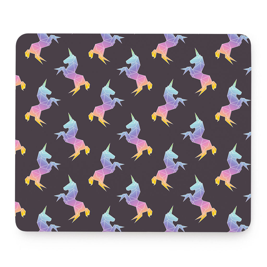 Rainbow Origami Unicorn Pattern Print Mouse Pad