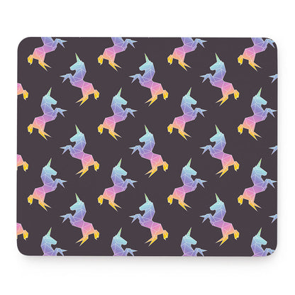 Rainbow Origami Unicorn Pattern Print Mouse Pad