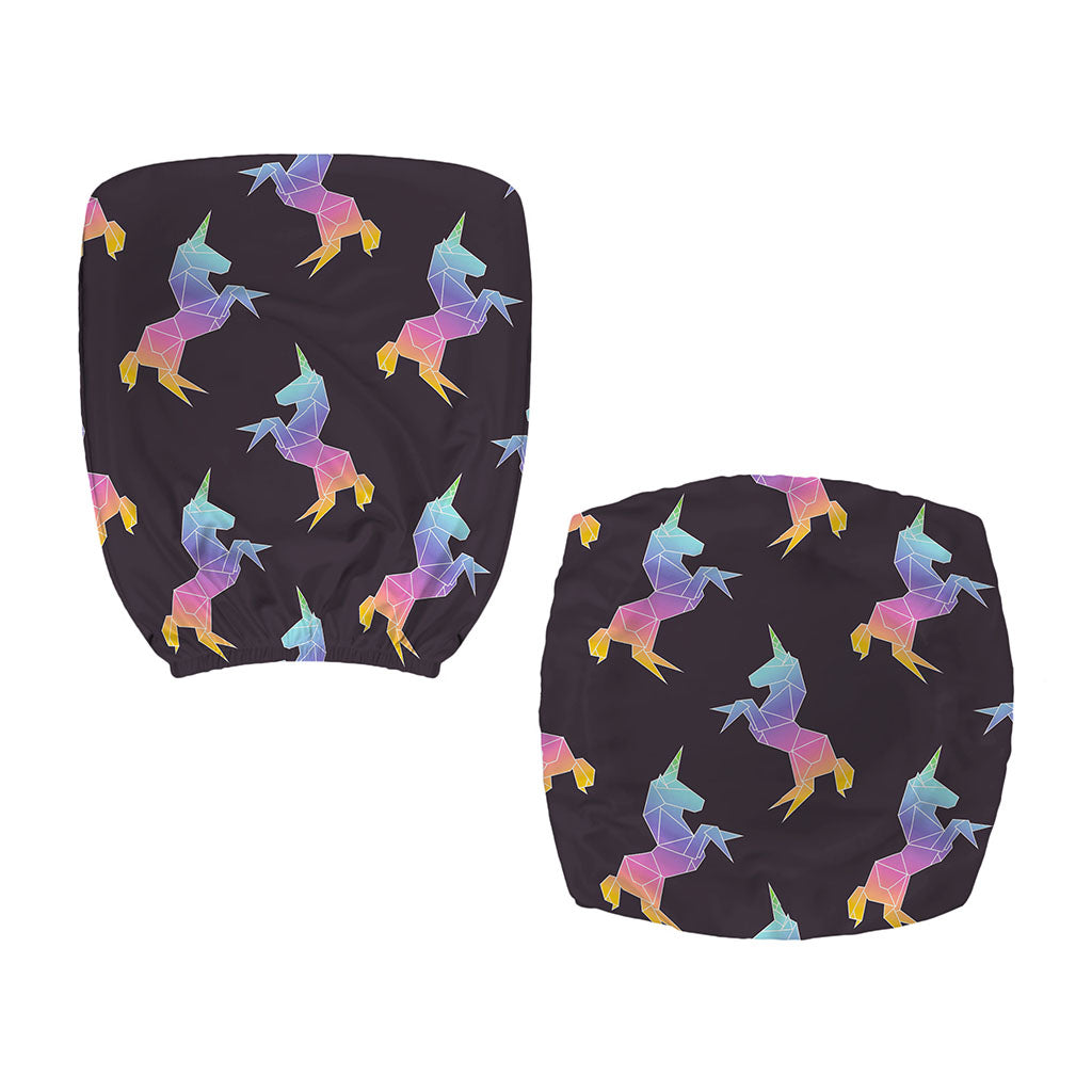 Rainbow Origami Unicorn Pattern Print Office Chair Cover