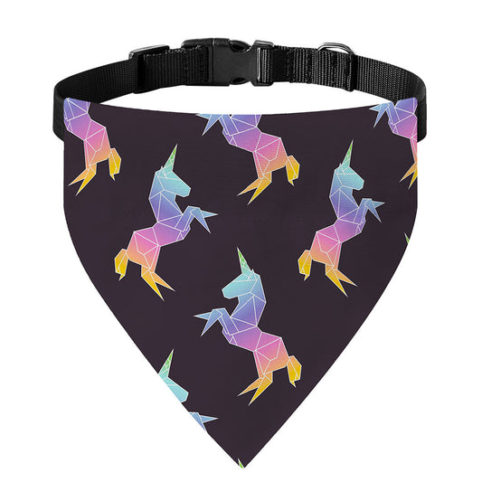 Rainbow Origami Unicorn Pattern Print Over The Collar Dog Bandana