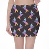 Rainbow Origami Unicorn Pattern Print Pencil Mini Skirt