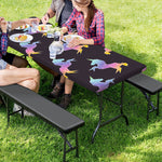 Rainbow Origami Unicorn Pattern Print Picnic Table Cover
