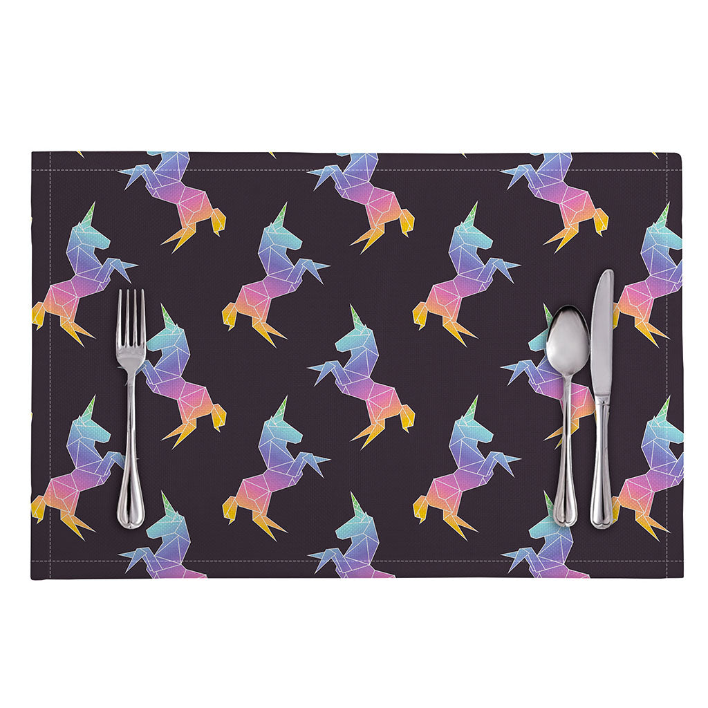 Rainbow Origami Unicorn Pattern Print Placemat
