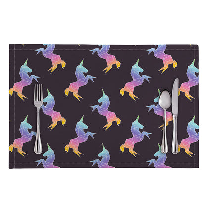 Rainbow Origami Unicorn Pattern Print Placemat