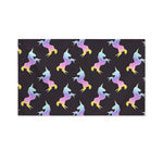 Rainbow Origami Unicorn Pattern Print Polyester Flag