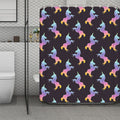 Rainbow Origami Unicorn Pattern Print Polyester Shower Curtain