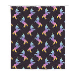Rainbow Origami Unicorn Pattern Print Polyester Shower Curtain