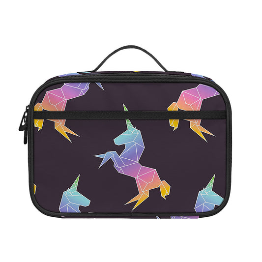 Rainbow Origami Unicorn Pattern Print Portable Lunch Bag