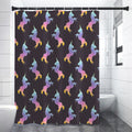 Rainbow Origami Unicorn Pattern Print Premium Shower Curtain