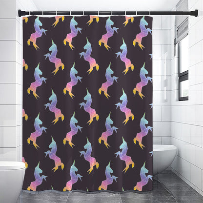 Rainbow Origami Unicorn Pattern Print Premium Shower Curtain