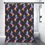 Rainbow Origami Unicorn Pattern Print Premium Shower Curtain