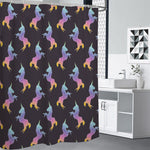 Rainbow Origami Unicorn Pattern Print Premium Shower Curtain