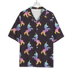 Rainbow Origami Unicorn Pattern Print Rayon Hawaiian Shirt