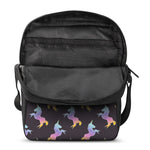 Rainbow Origami Unicorn Pattern Print Rectangular Crossbody Bag