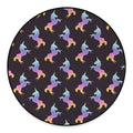 Rainbow Origami Unicorn Pattern Print Round Floor Mat