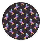 Rainbow Origami Unicorn Pattern Print Round Floor Mat