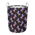 Rainbow Origami Unicorn Pattern Print Round Laundry Basket
