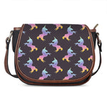 Rainbow Origami Unicorn Pattern Print Saddle Bag