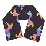 Rainbow Origami Unicorn Pattern Print Scarf