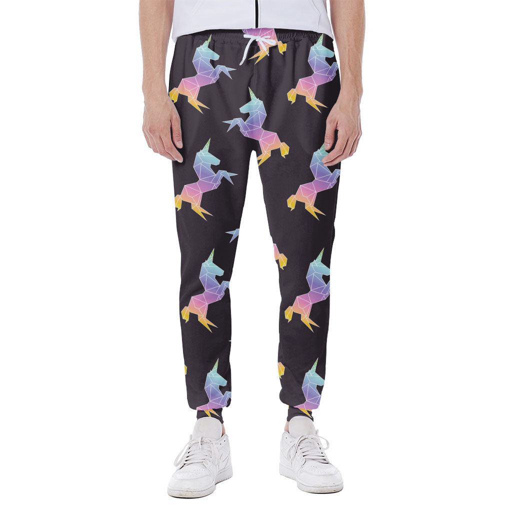 Rainbow Origami Unicorn Pattern Print Scuba Joggers