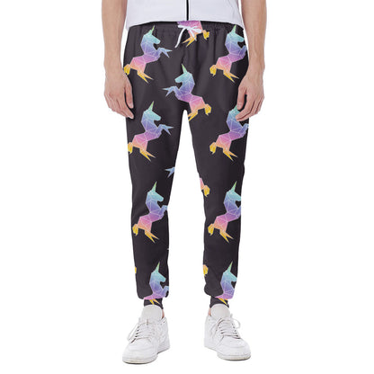 Rainbow Origami Unicorn Pattern Print Scuba Joggers